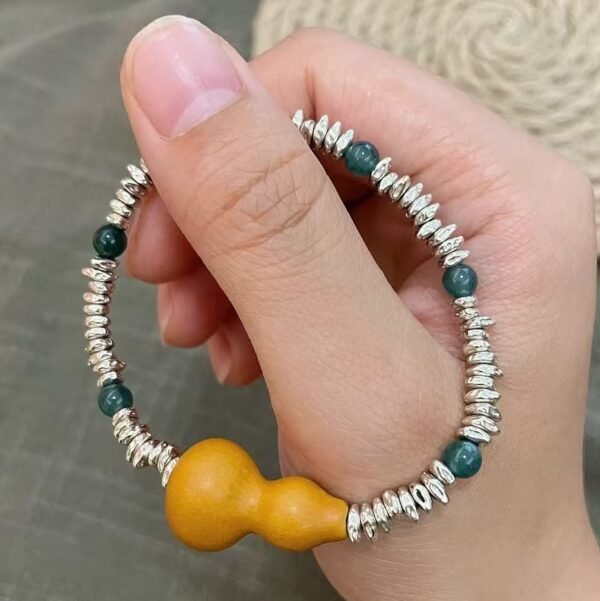 Handmade bracelets with custom pet name ,Gourd carving,925 silver