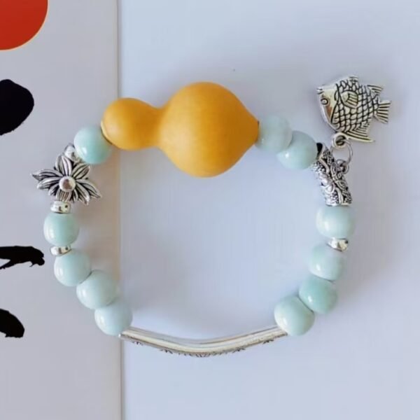 Handmade bracelets with custom pet name ,Gourd carving,925 silver
