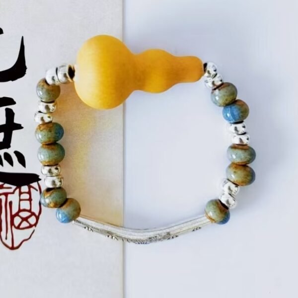 Handmade bracelets with custom pet name ,Gourd carving,925 silver