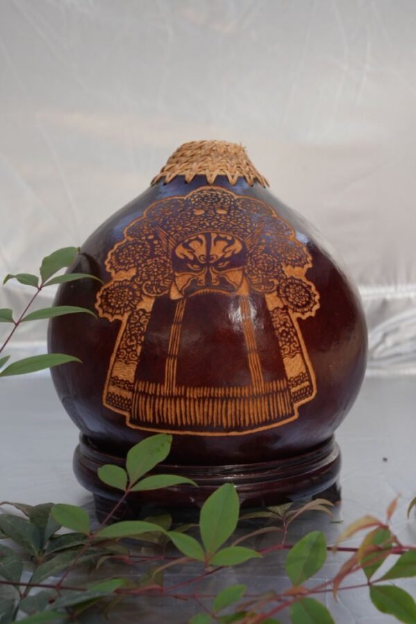 Peking Opera Face Painting,Carved gourd vases for dried flowers,Artist hand carved,Natural Gourd