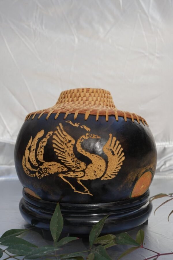 Phoenix,Carved gourd vases for dried flowers,Artist hand carved,Natural Gourd