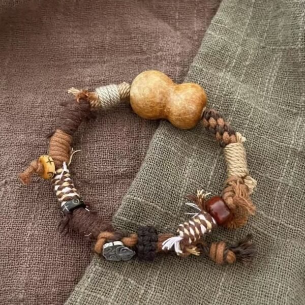 Handmade bracelets with custom pet name ,Gourd carving,woven rope