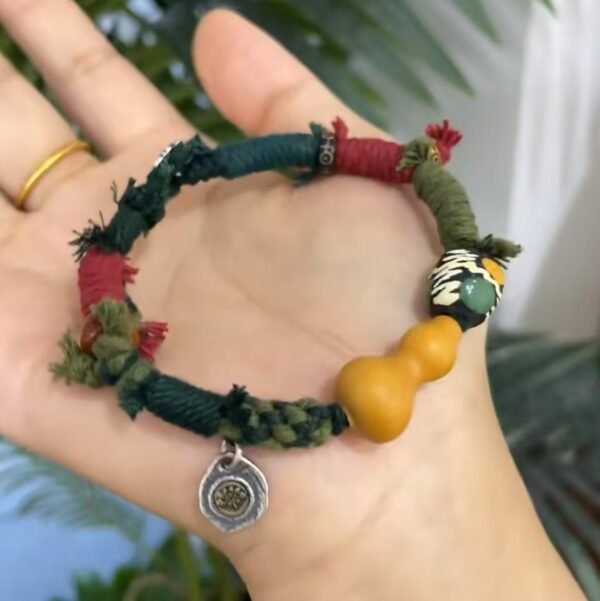 Handmade bracelets with custom pet name ,Gourd carving,woven rope
